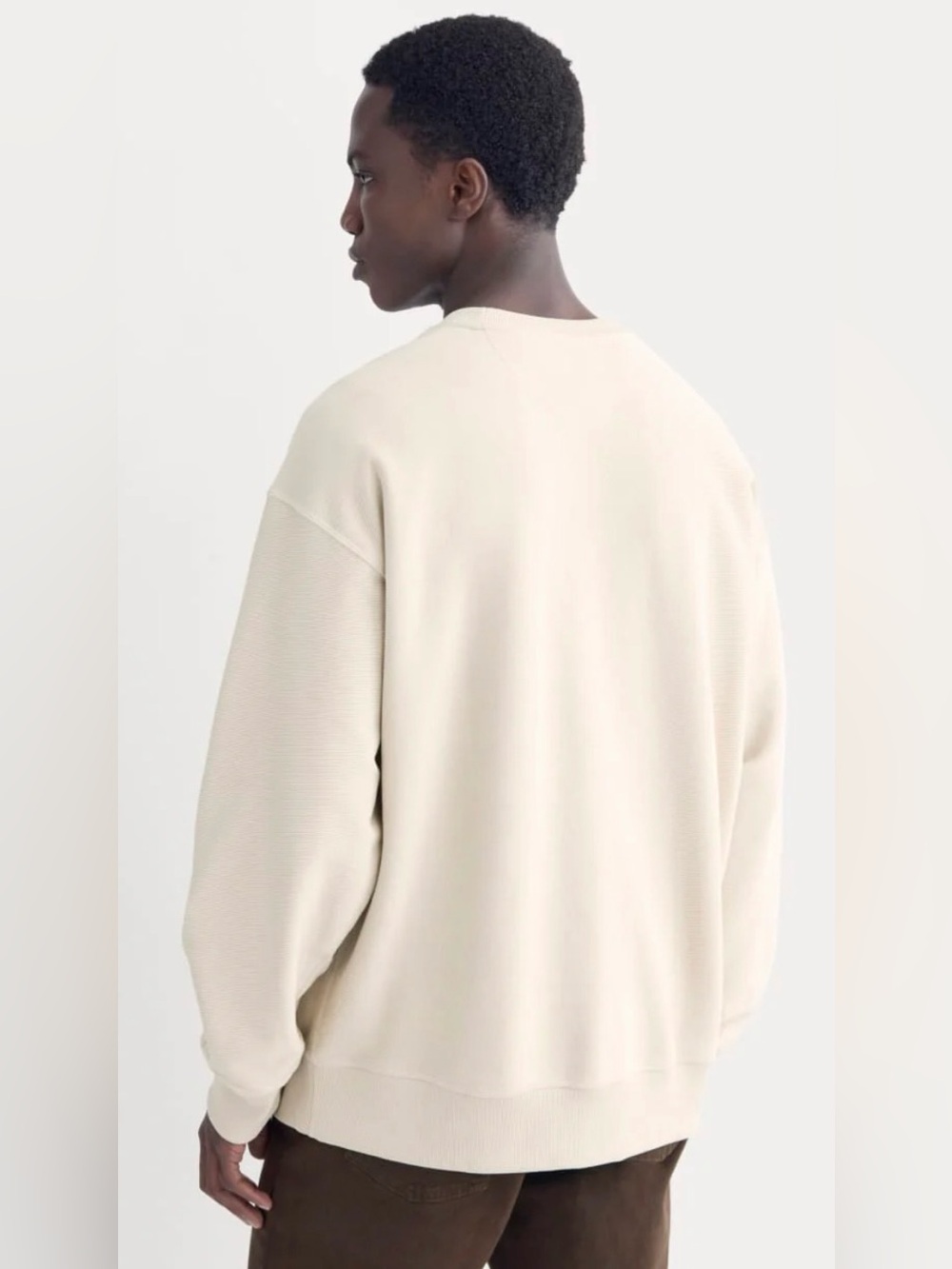 New Everlane TWILL TERRY JACQUARD CREW SWEATSHIRT Peyote Size M - Picture 2 of 13